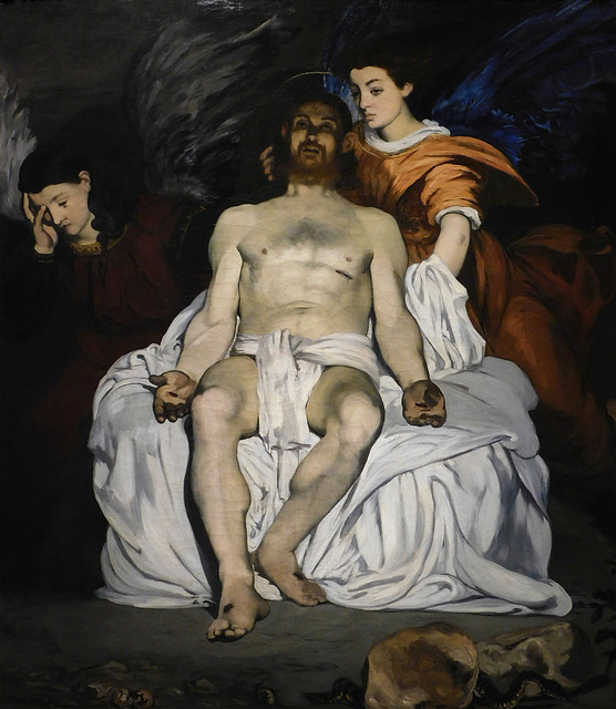 Detail of Dead Christ with Angels by Manet in the Metropolitan Museum of Art, December 2023