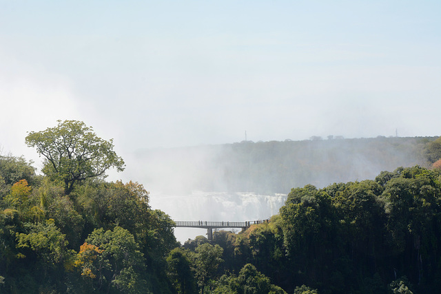 Zambia, "Knife Edge" Bridge with Victoria Falls in the Background Zambia, "Knife Edge" Bridge with Victoria Falls in the Background
