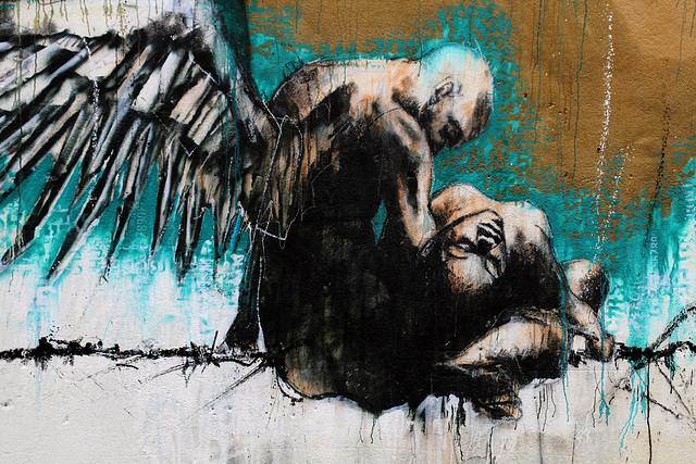" L'Ange gardien " - Oeuvre de Guy Denning - Fresque à Saint-Brieuc