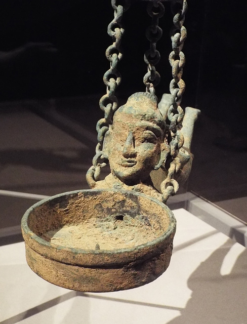 Detail of a Hanging Lamp in the Shape of a Foreigner in the Metropolitan Museum of Art, July 2017