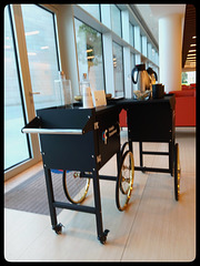 Buffet carts with free soft drinks and small snacks