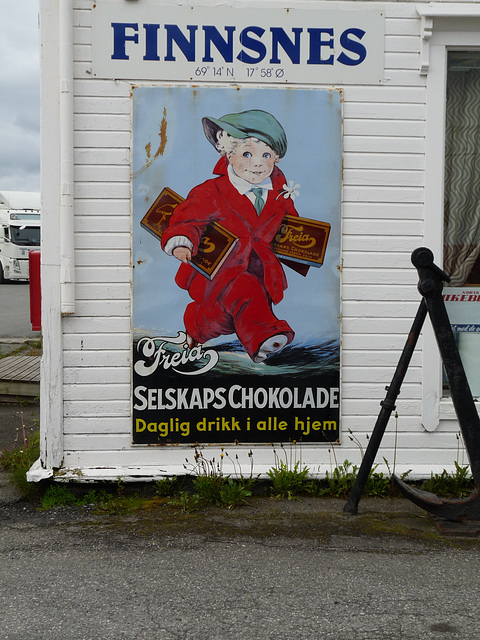 Advertising Chocolate at Finnsnes Harbour