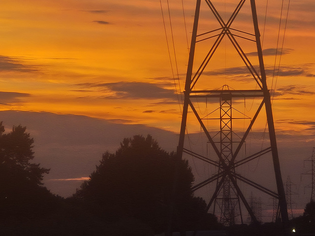 Sunset and pylons 20250630 210123