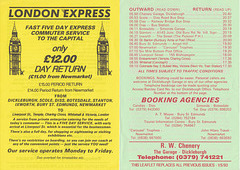 R W Chenery Travel London service leaflets 1993