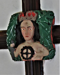 widecombe in the moor church, devon , c16 wooden boss st katherine