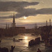 Detail of Copenhagen Harbor by Moonlight by Dahl in the Metropolitan Museum of Art, July 2011