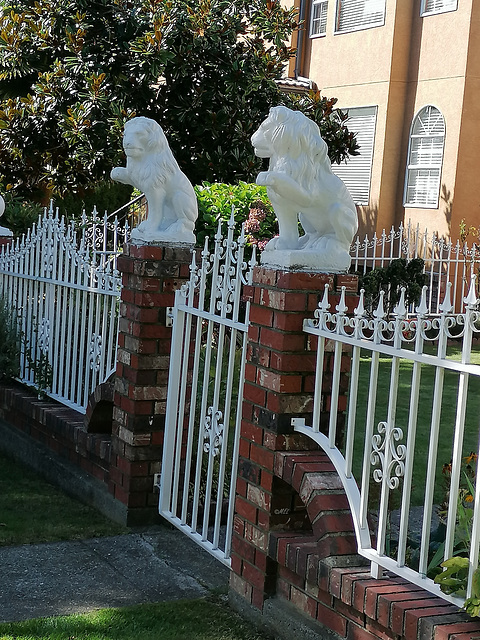 Der Zaun und die  Löwen-Wächter