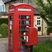 Red Walls of phone box and post box in Wimpole!