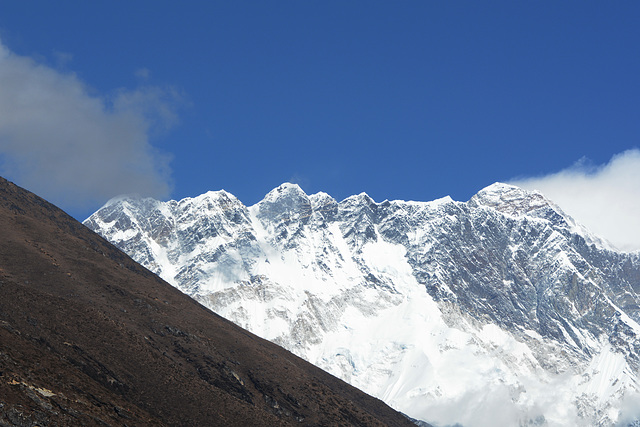 Khumbu, Everest Peeking from behind the Ridge of Nuptse