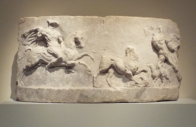 Marble Base of a Statue with a Lion Hunt in the Metropolitan Museum of Art, July 2016