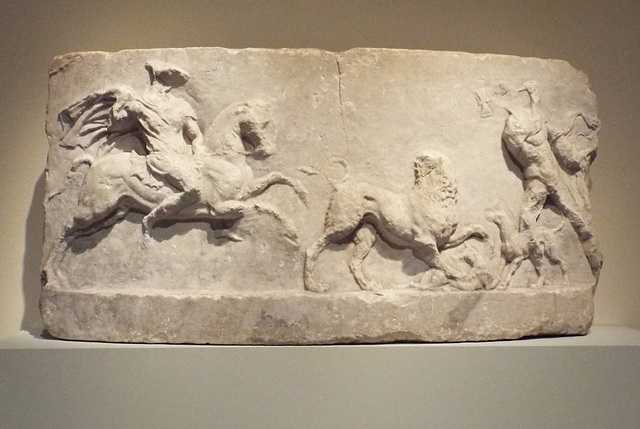 Marble Base of a Statue with a Lion Hunt in the Metropolitan Museum of Art, July 2016