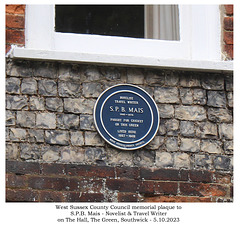 S P B Mais Memorial Plaque The Hall Southwick 5 10 2023