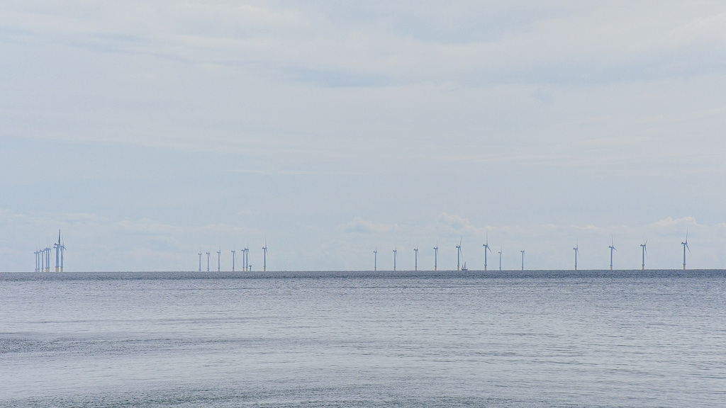 Wind Farm with Sailing Boat