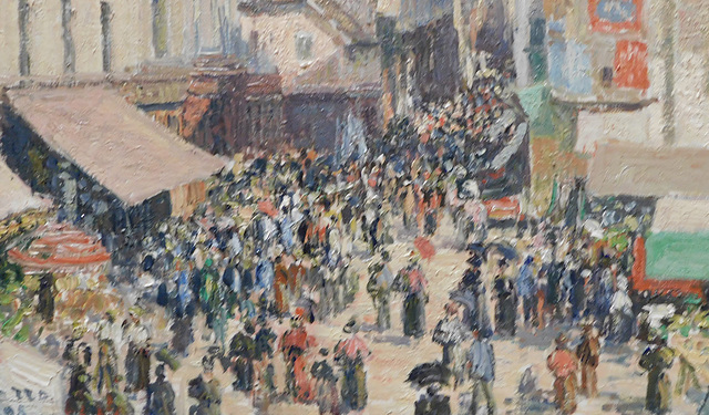 Detail of Rue de l'Epicerie Rouen by Pissarro in the Metropolitan Museum of Art, January 2022