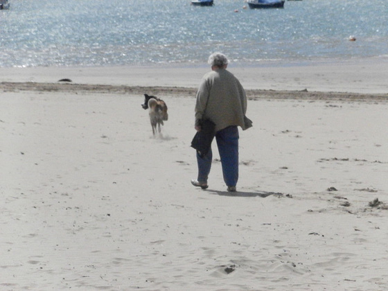 Lady walking her dog