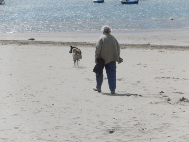 Lady walking her dog