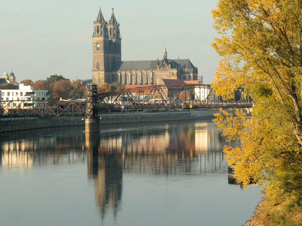 Die Elbe mit dem Dom zu Magdeburg >St. Mauritius und Katharina< (5xPiP)