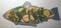 Cold steam-poached side of salmon with Dill from the garden...