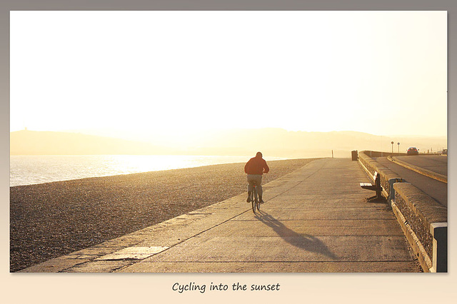 Cycling into the sunset - Seaford - 16.5.2015