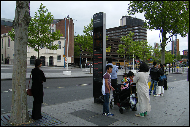 ethnically diverse bus mall