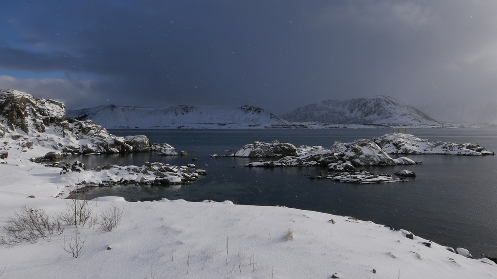 Lofoten, Leknes area, Snowing L1000781