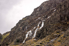 Ice on the rock faces at Llanberis Pass