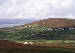 Llanmadoc Hill and Llangennith, from Rhosili Down, Gower, South Wales.