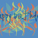 Leaves from Photoshop 'shapes' on mid blue - Happy Birthday