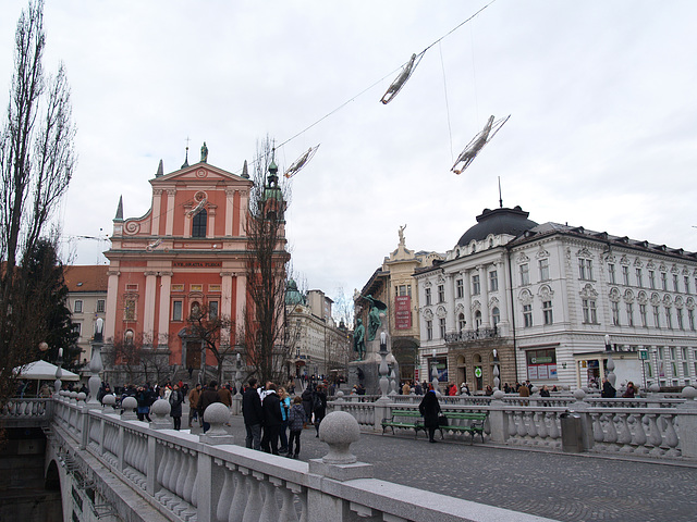 Tromostovje and Frančiškanska Cerkev