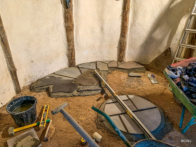 Limestone flooring for the gazebo