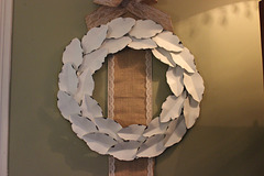 White Metal Leaf Wreath ...