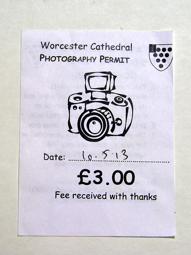 Photography permit for Worcester Cathedral