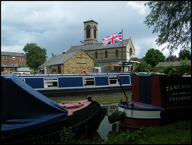 UK flag on the canalside