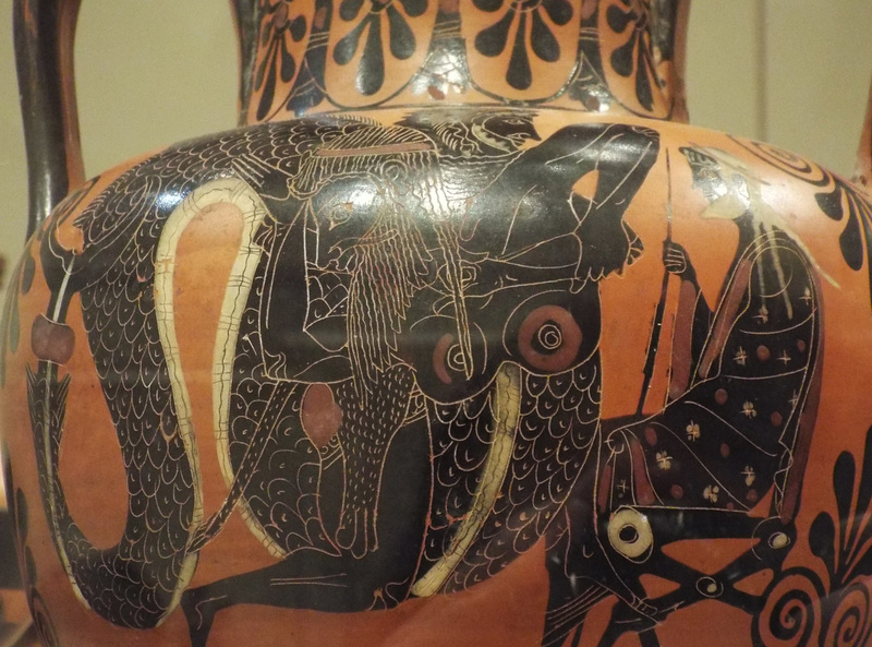 Detail of a Terracotta Neck-Amphora Attributed to the Medea Group in the Metropolitan Museum of Art, April 2017