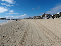 Beach at Lyme Regis, looking towards The Cobb