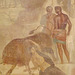 Wall Painting with Dirce Tied to the Bull from the House of the Grand Duke in Pompeii in the Naples Archaeological Museum, July 2012