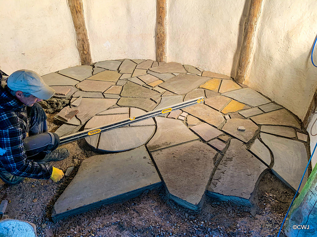 Limestone flooring for the gazebo - progress