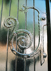 Hinge on door of house by Watson Fothergill, No 39 Newcastle Drive on the corner ofTattershall Drive, The Park, Nottingham