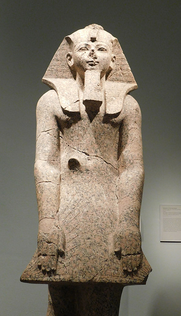 Detail of a Statue of Hatshepsut in a Devotional Attitude in the Metropolitan Museum of Art, September 2018