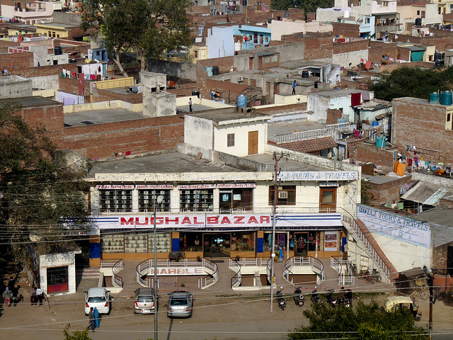 Agra- Mughal Bazar from the Gateway Hotel