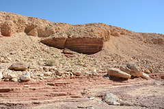 Israel, The Mountains of Eilat, Layered Rocks on the Way to Red Canyon from the West