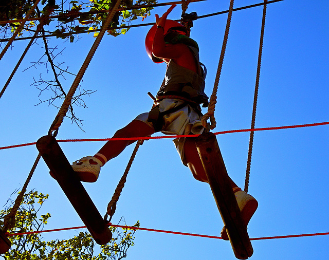 Skiing on ropes