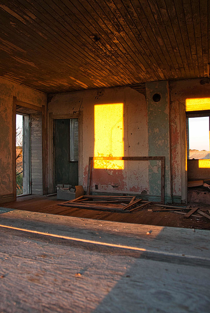 stone house interior at sunrise