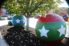 Huge Christmas ornaments adorn this property ,  Pigeon Forge, Tennessee