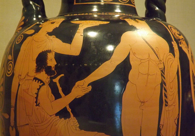 Detail of a Terracotta Neck-Amphora Attributed to the Lykaon Painter in the Metropolitan Museum of Art, May 2015