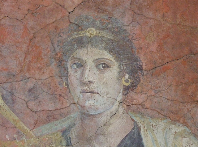 Detail of Woman Playing a Kithara Wall Painting from Boscoreale in the Metropolitan Museum of Art, May 2011