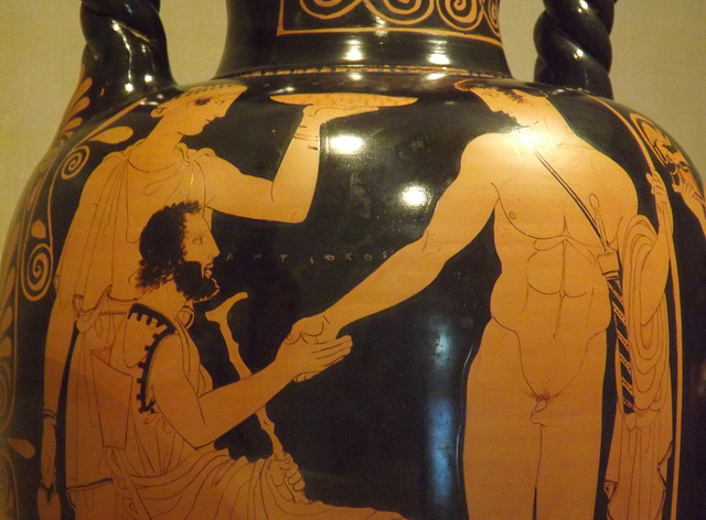 Detail of a Terracotta Neck-Amphora Attributed to the Lykaon Painter in the Metropolitan Museum of Art, May 2015