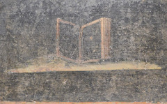 Detail of a Still Life from Herculaneum with Scribal Tools and Papyrus, ISAW, May 2022