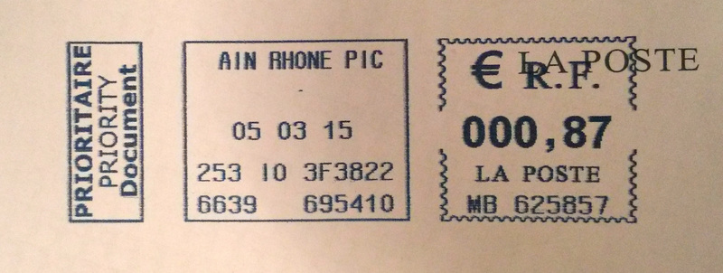 French Pitney Bowes franking machine impression