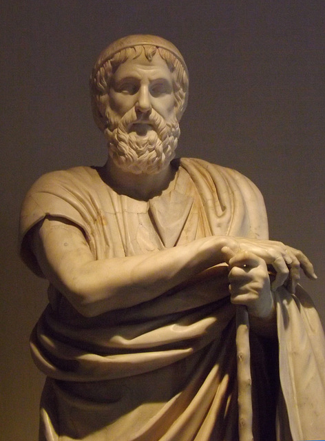 Detail of a Statue of Homer or a Philosopher from the Villa dei Papiri in the Naples Archaeological Museum, June 2013